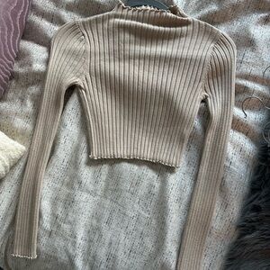 Princess Polly Beige Ribbed Top